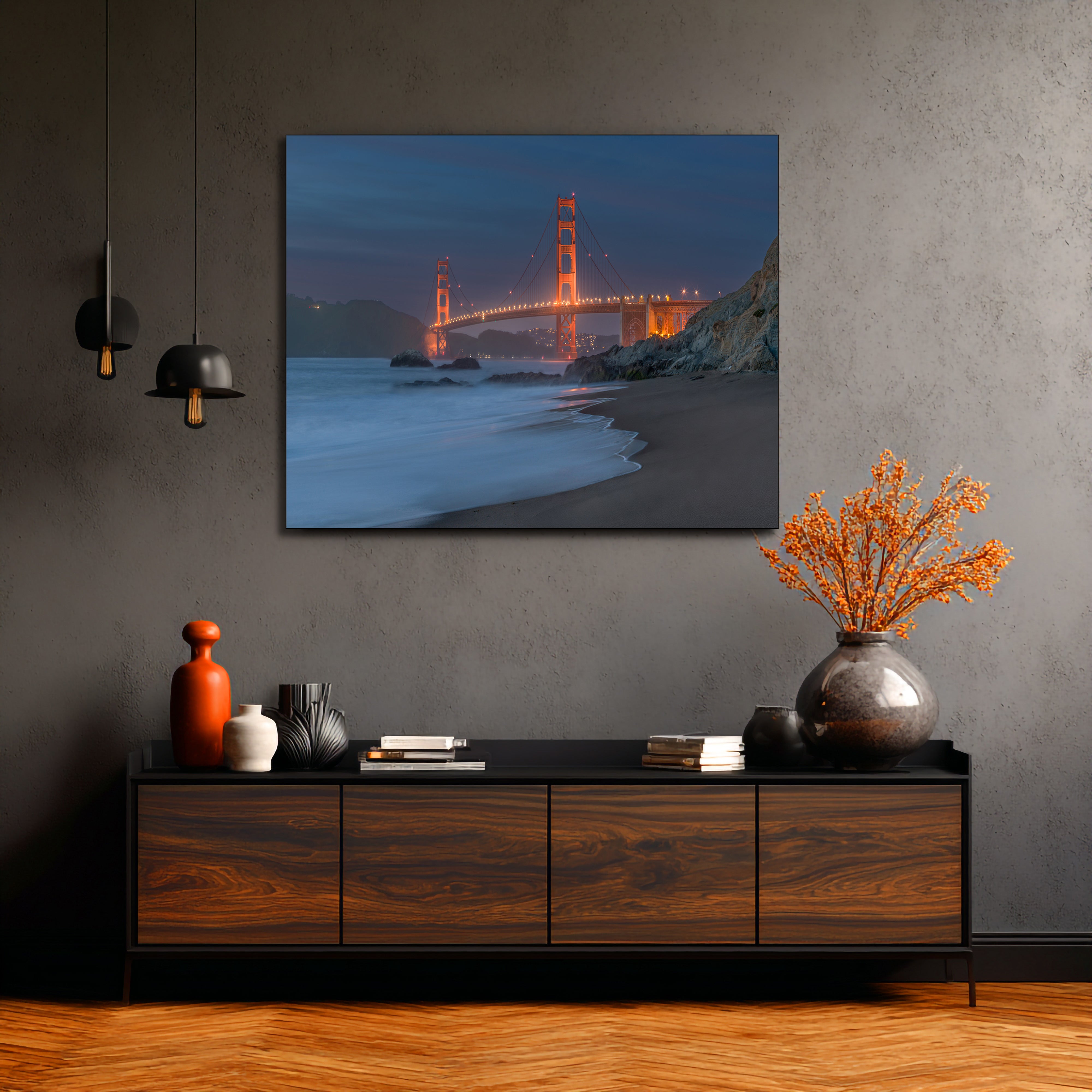 golden gate bridge beach landscape print