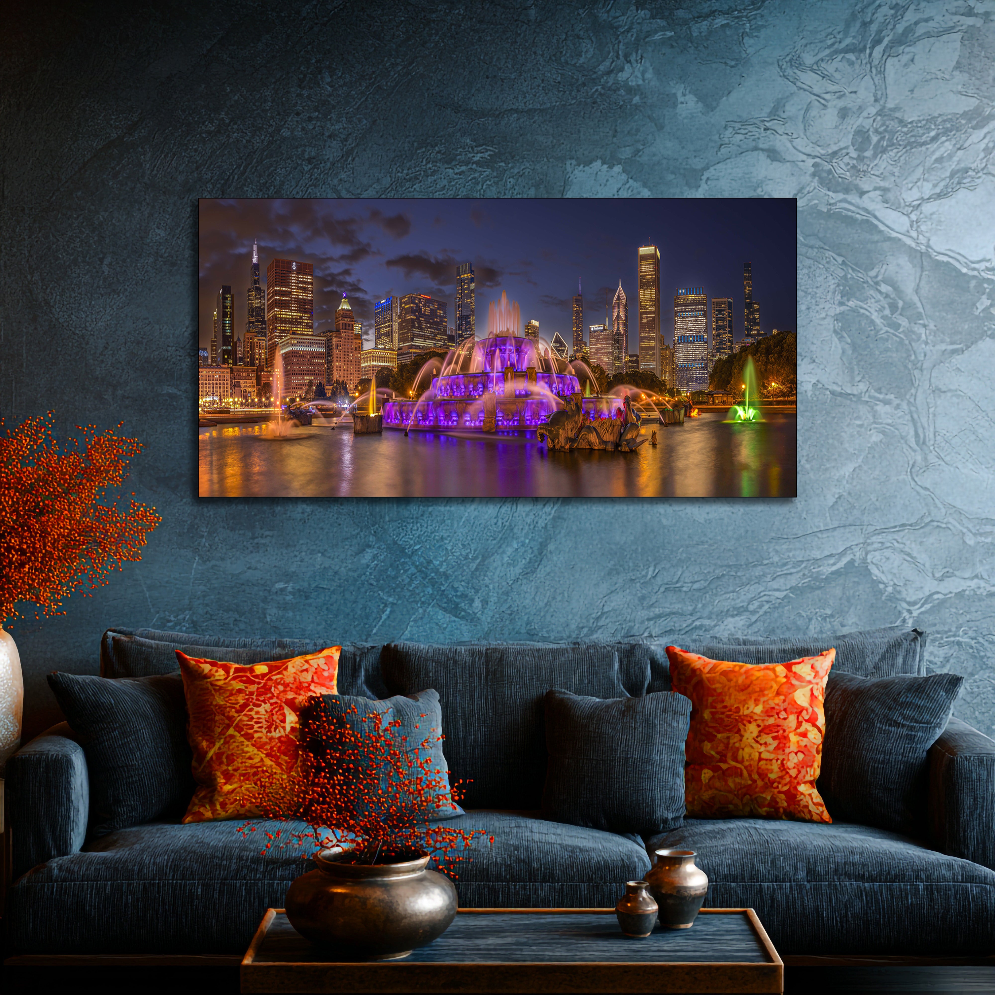 Buckingham Fountain Chicago Skyline Wall Art | Fine Art Canvas, Acrylic & Metal Prints