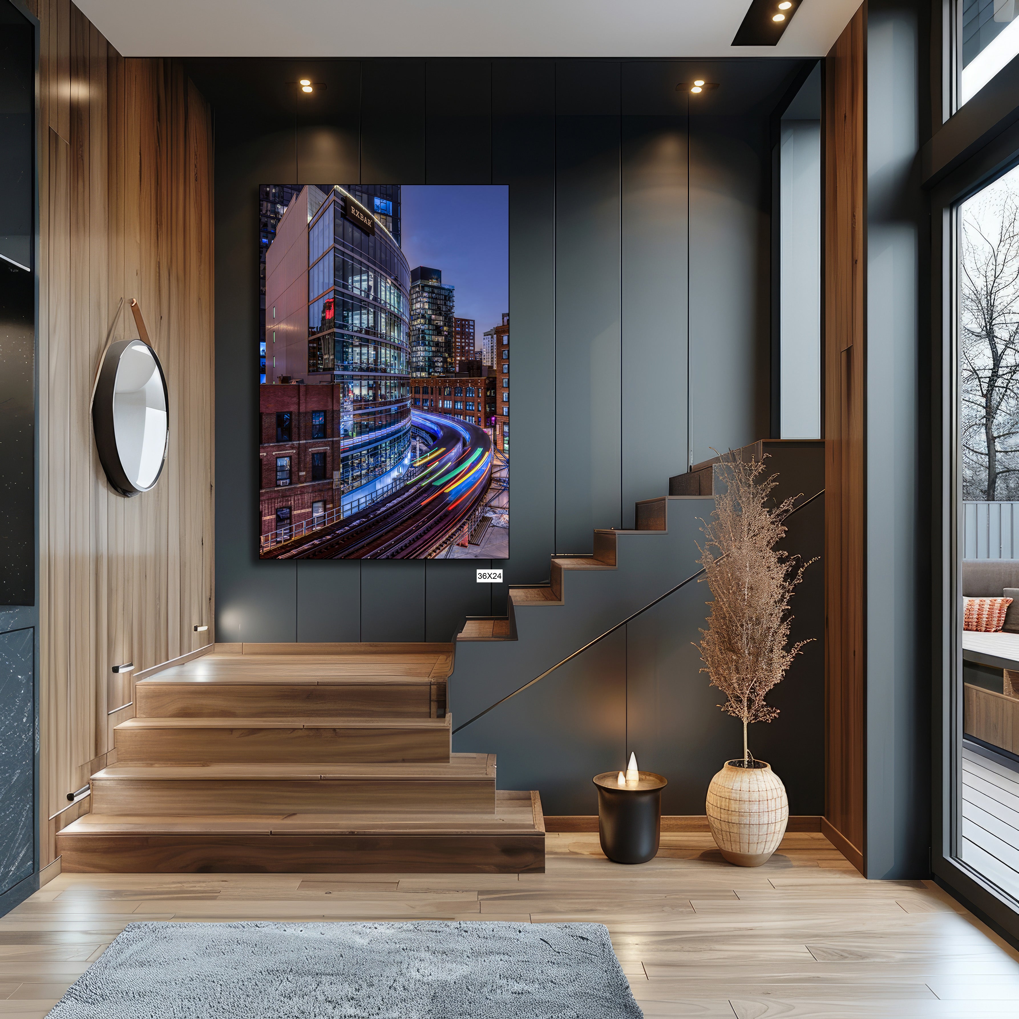 Chicago Cityscape Light Trails Wall Art