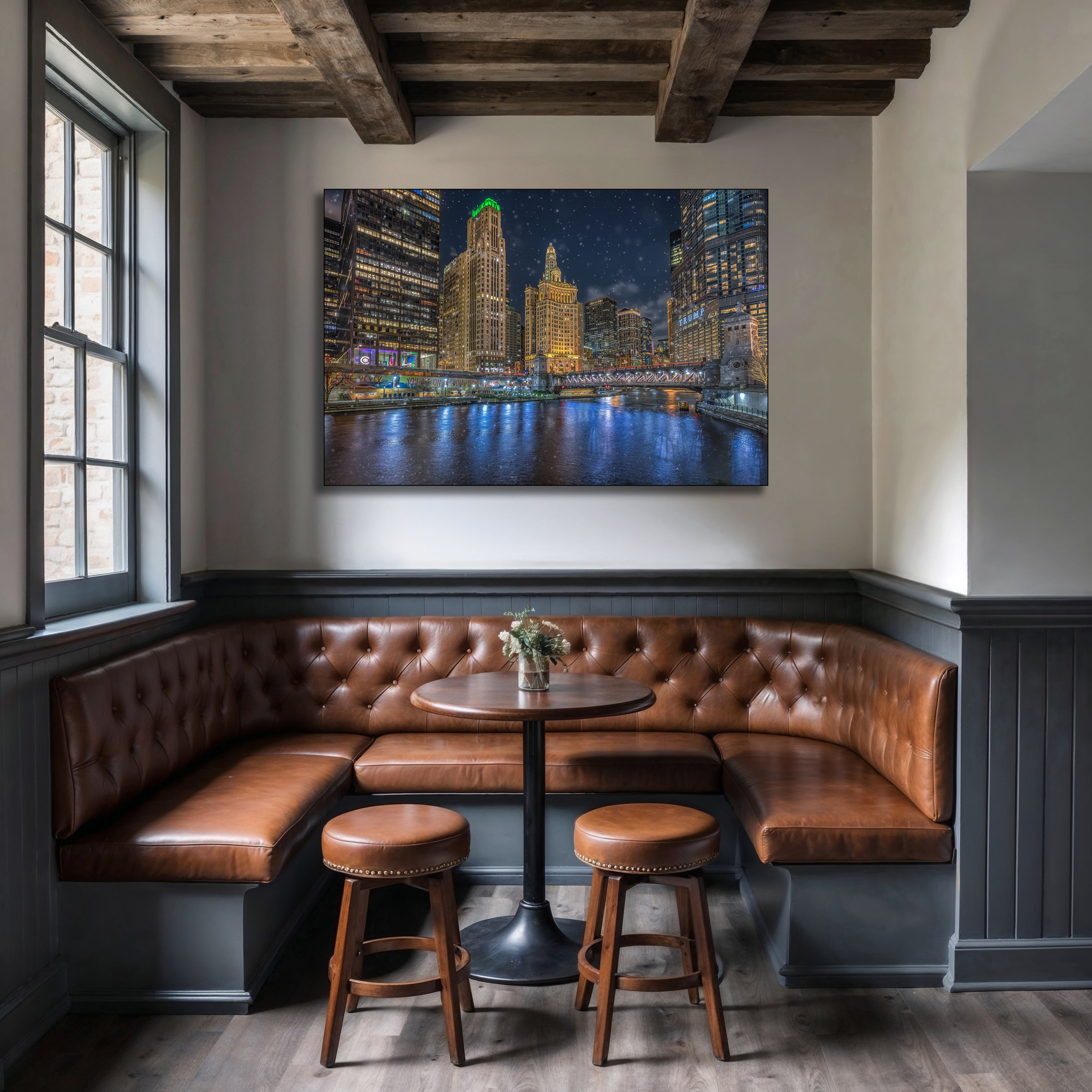 Snowy Chicago cityscape wall décor