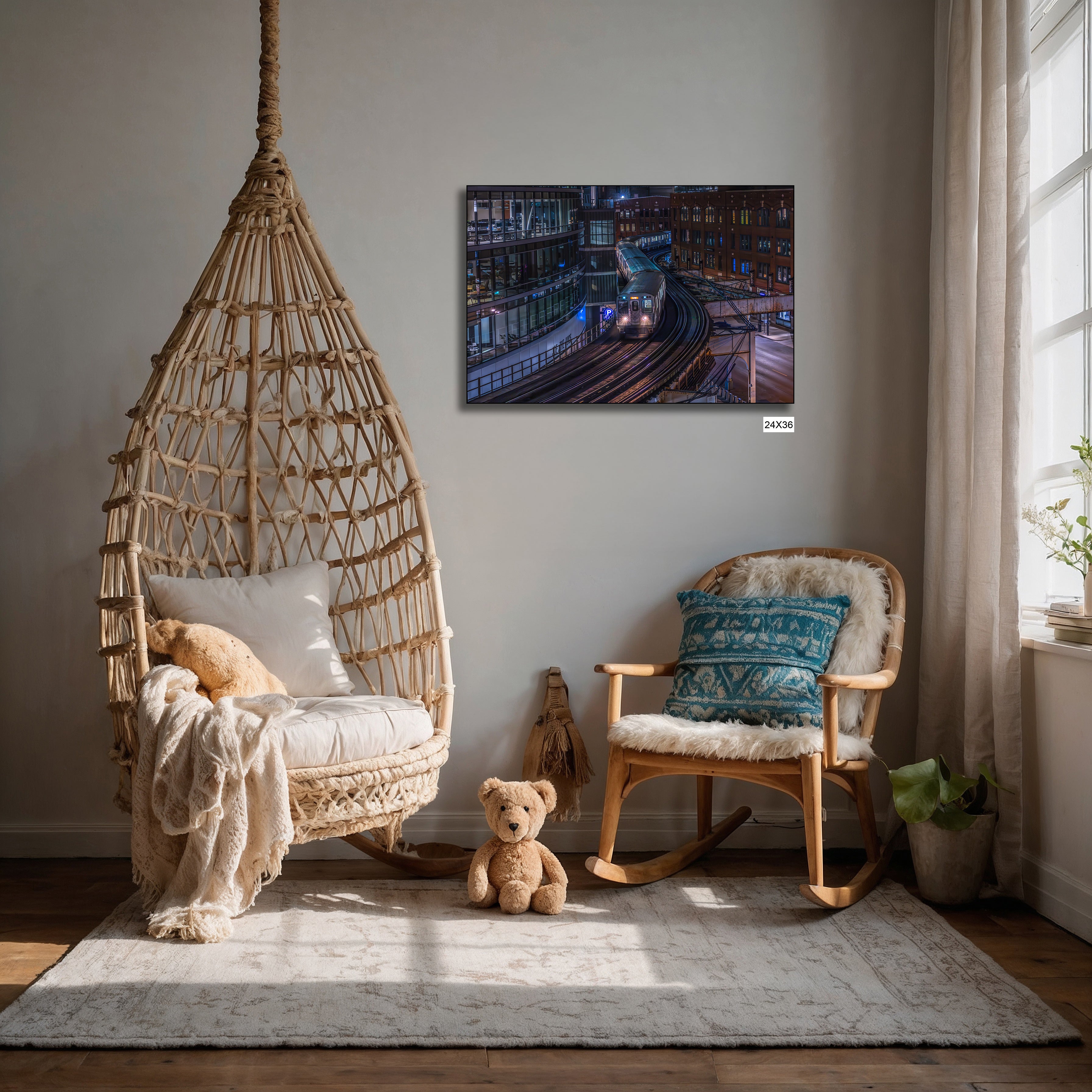 Chicago elevated train wall décor