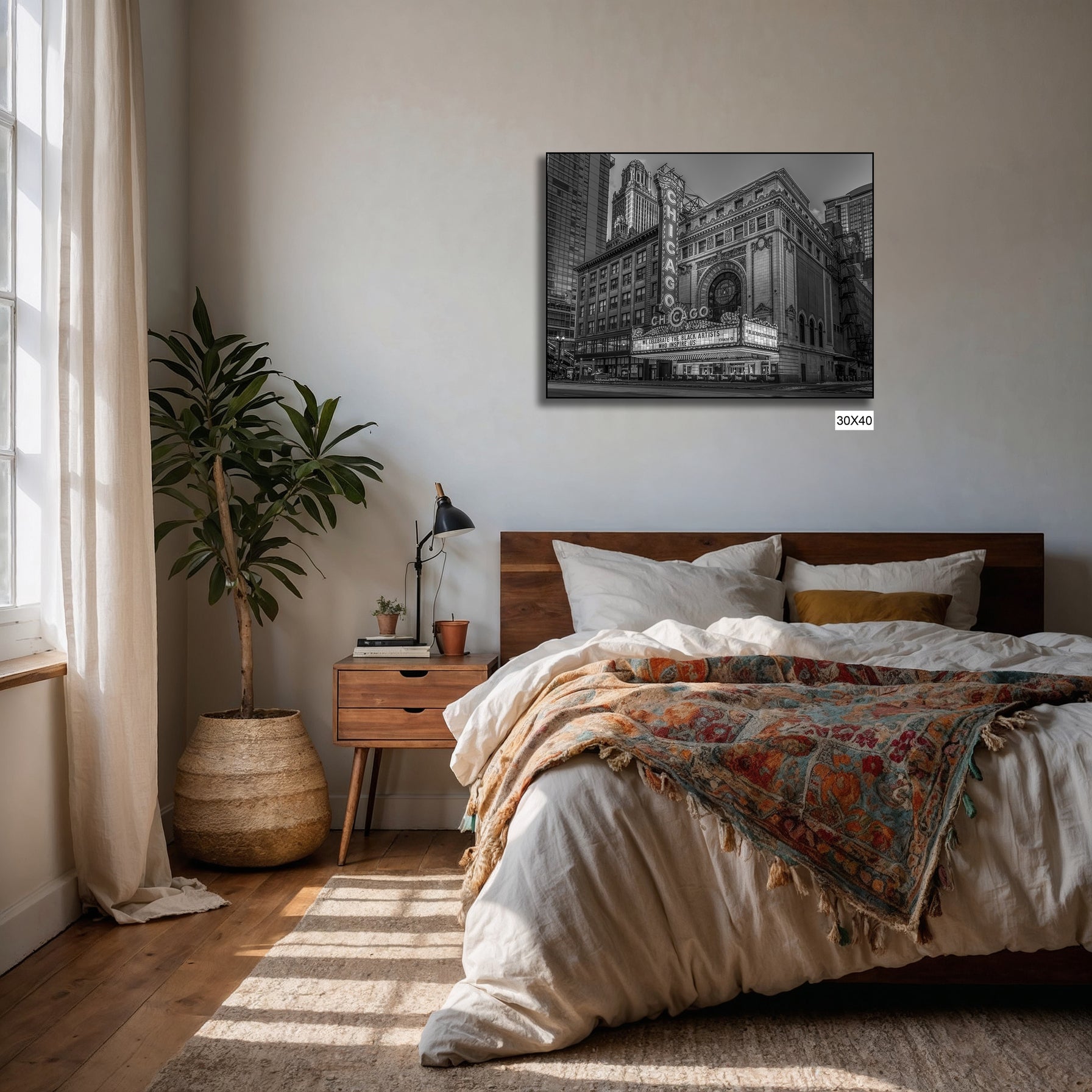 Chicago Theatre B&W Fine Art Print – Historic Wall Decor