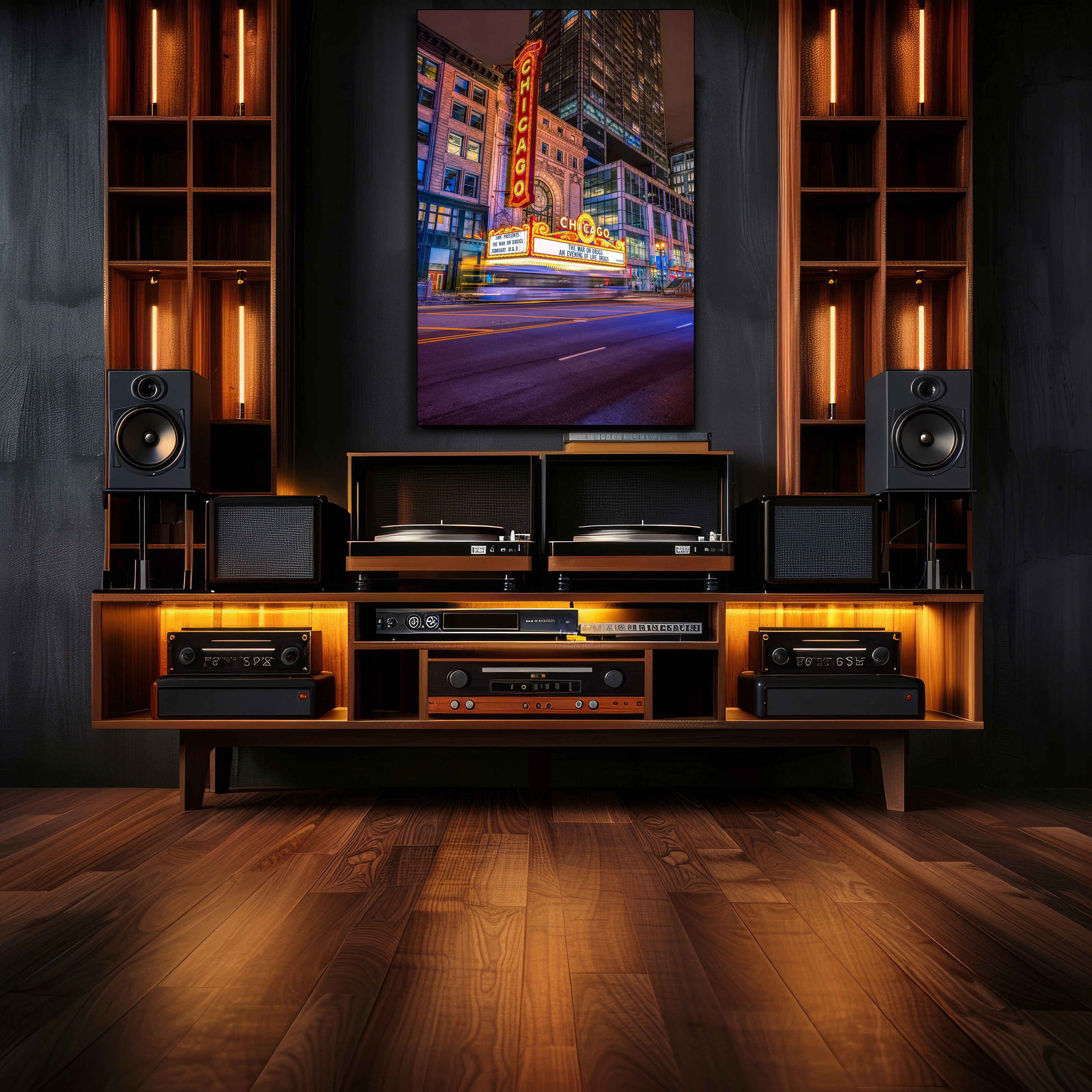 Chicago theatre midnight acrylic print