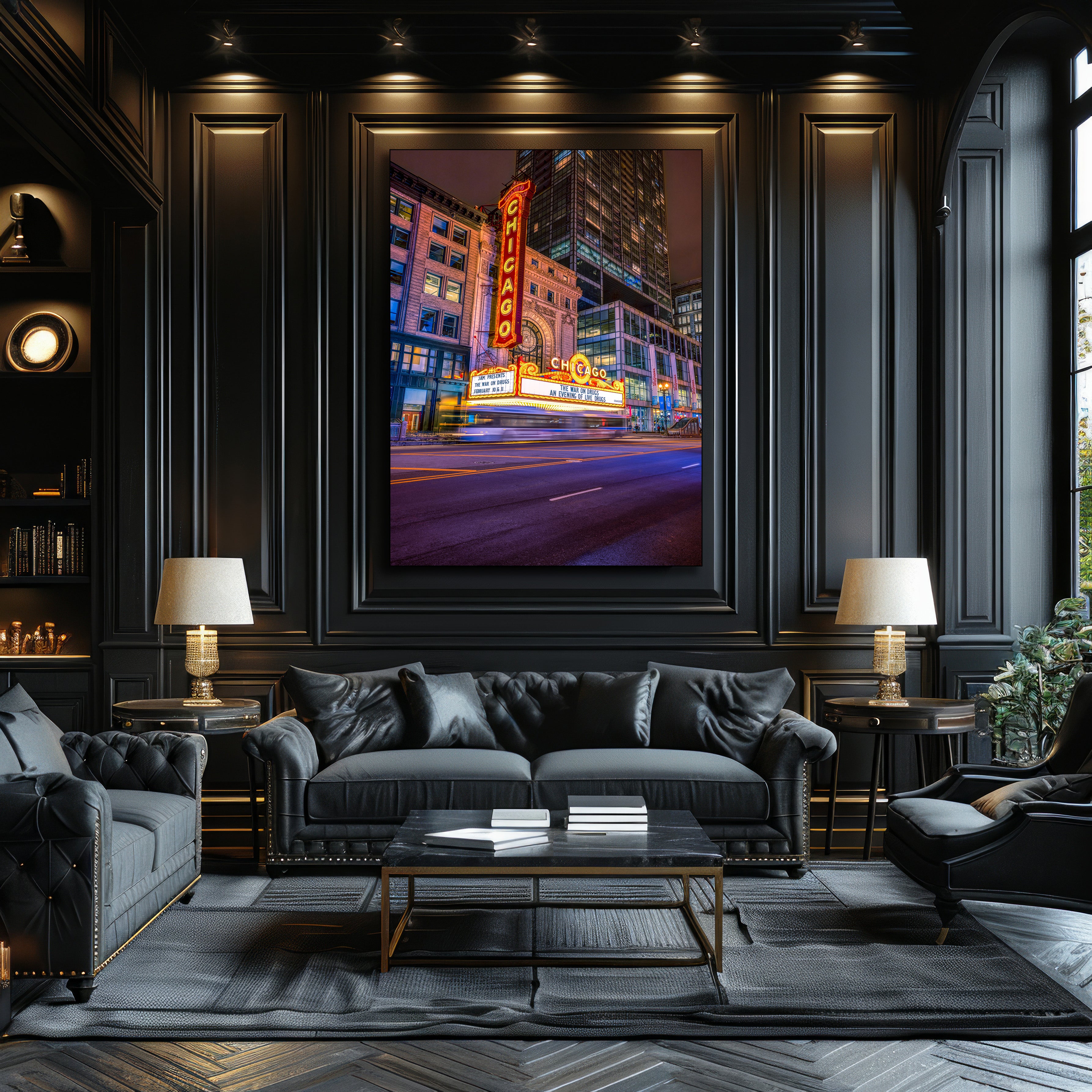 Chicago marquee midnight décor