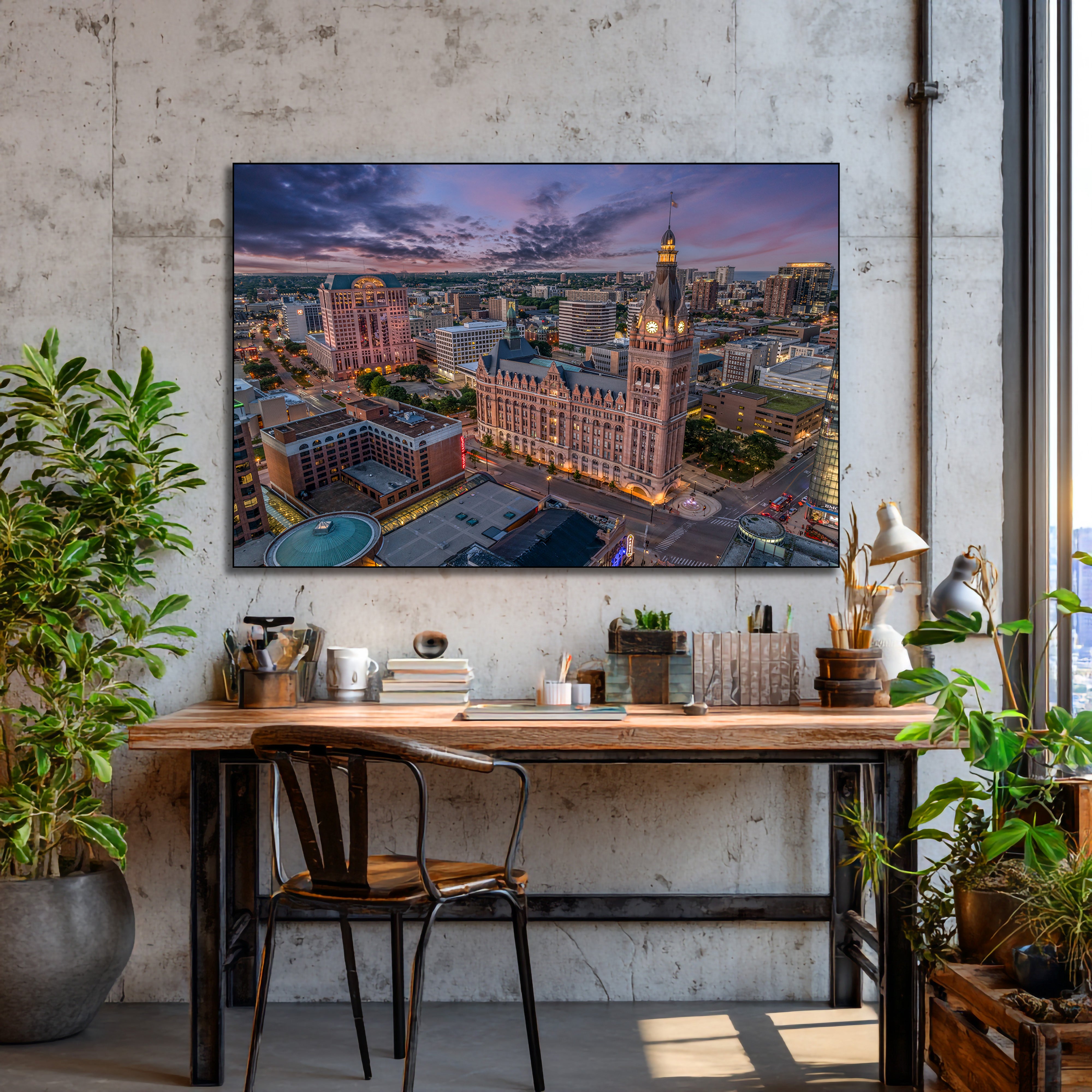 Downtown Milwaukee night acrylic print