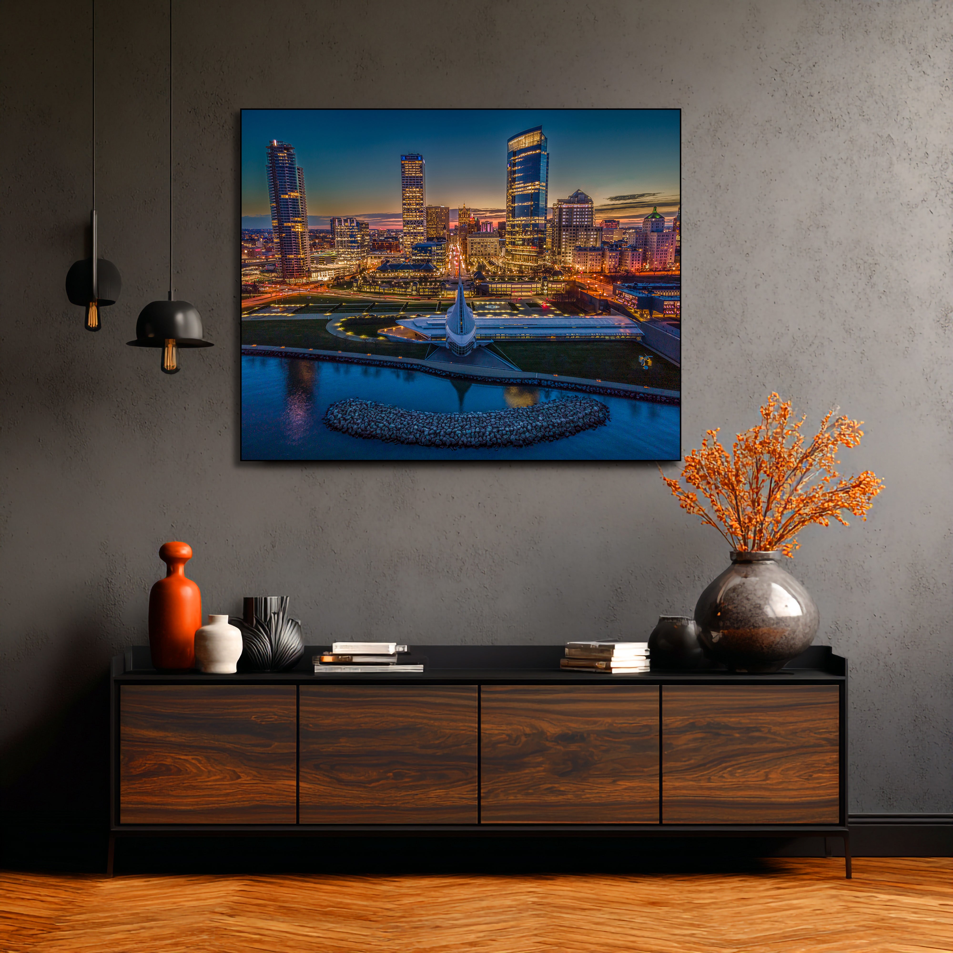 wisconsin cityscape acrylic artwork