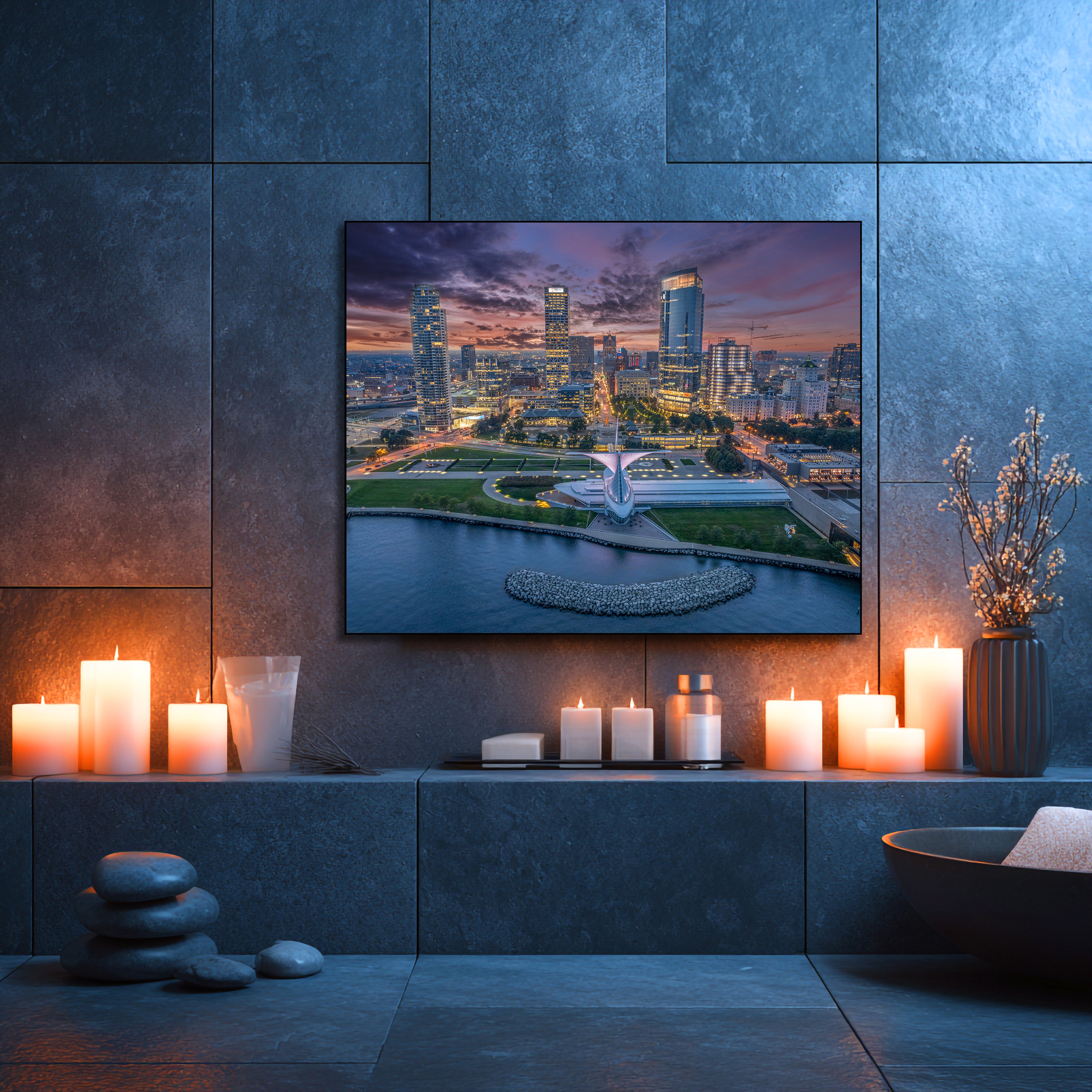 milwaukee skyline acrylic artwork