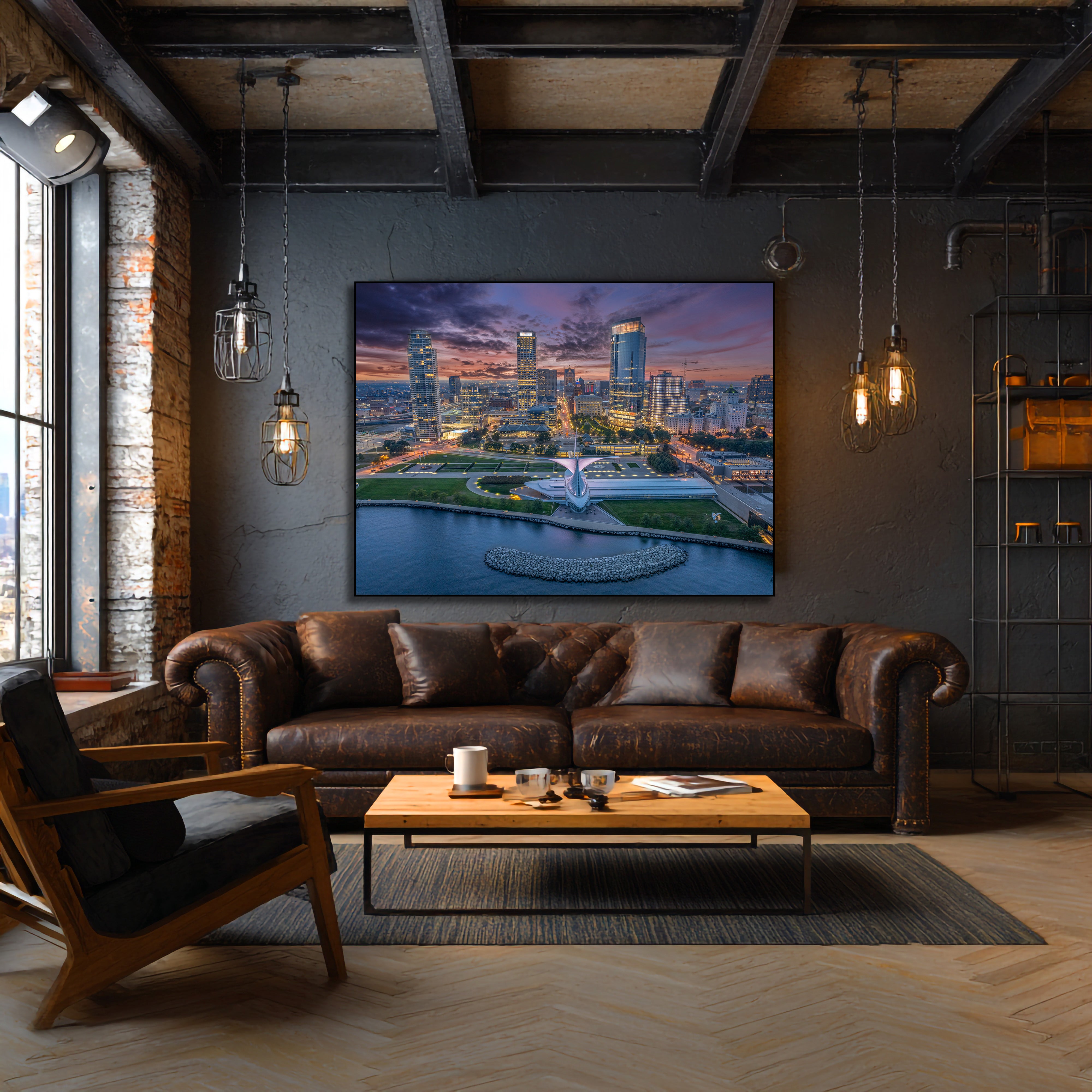 warm evening cityscape décor