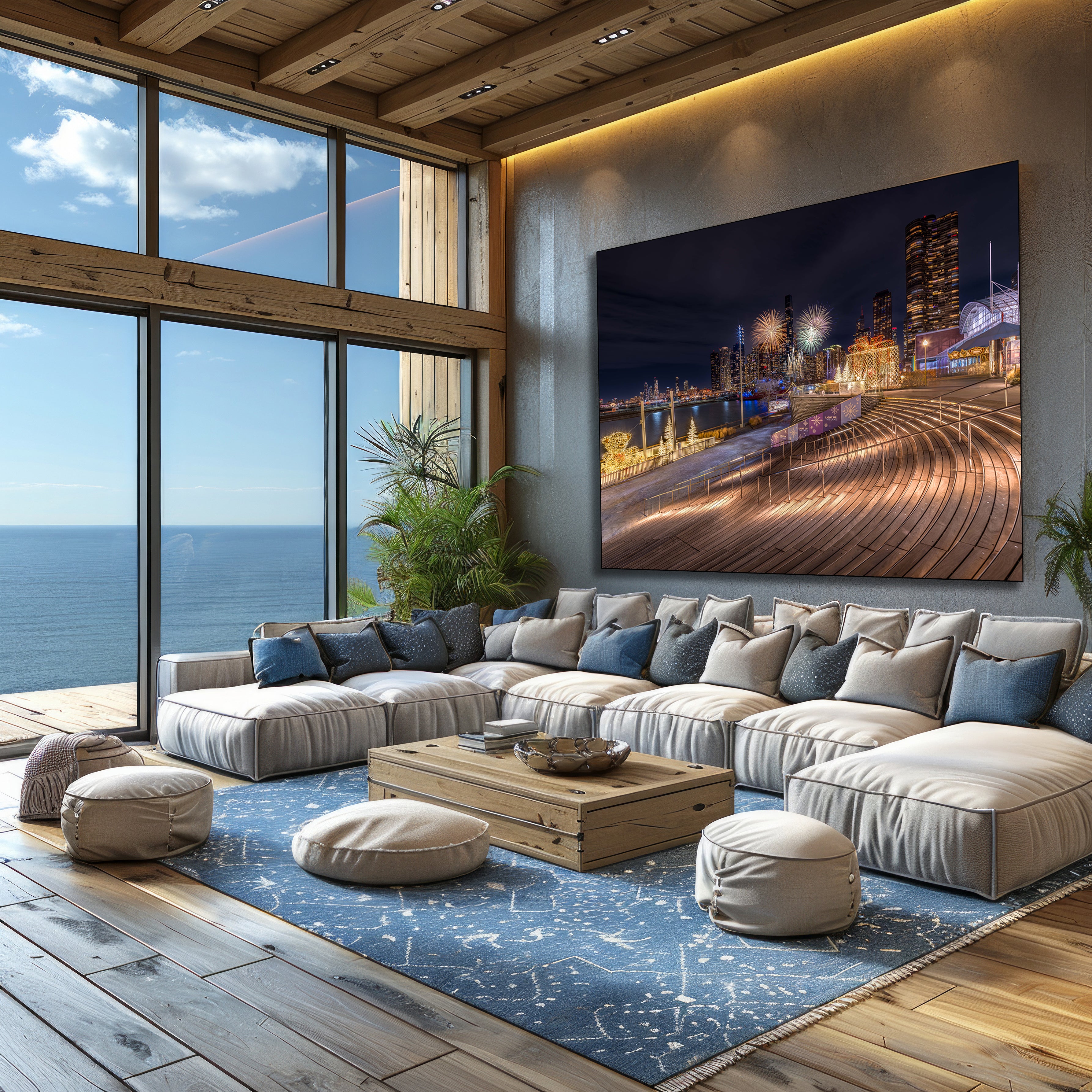 Chicago skyline fireworks wall décor