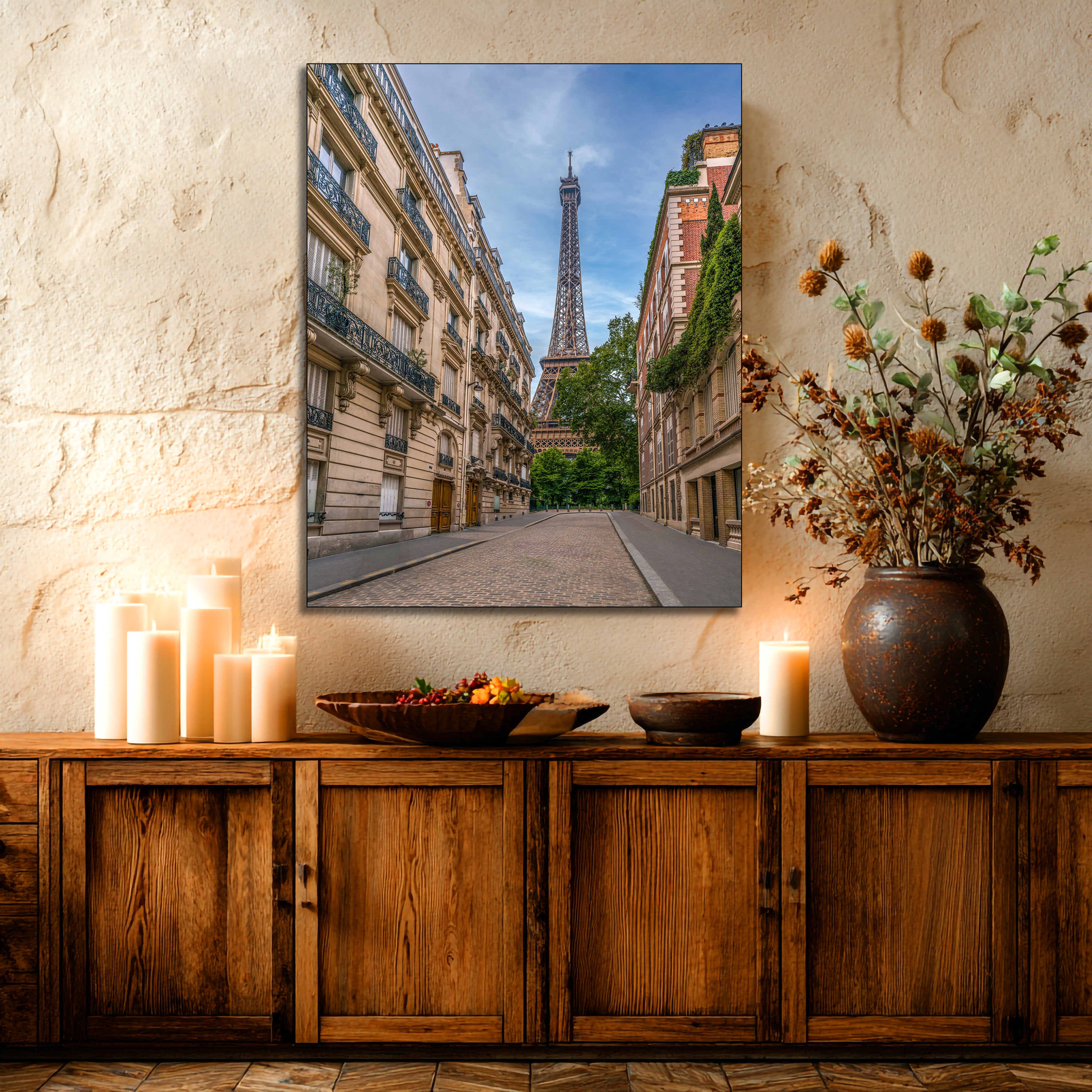 morning paris street acrylic artwork