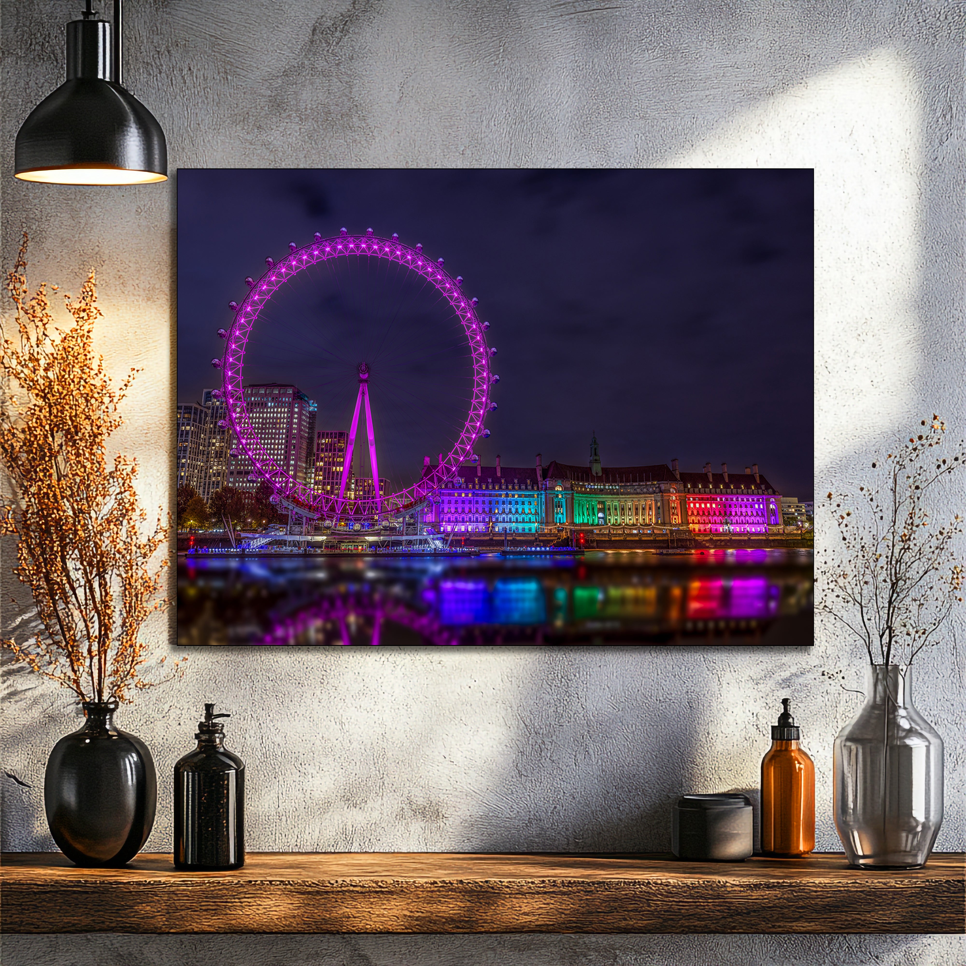 london skyline metal wall print