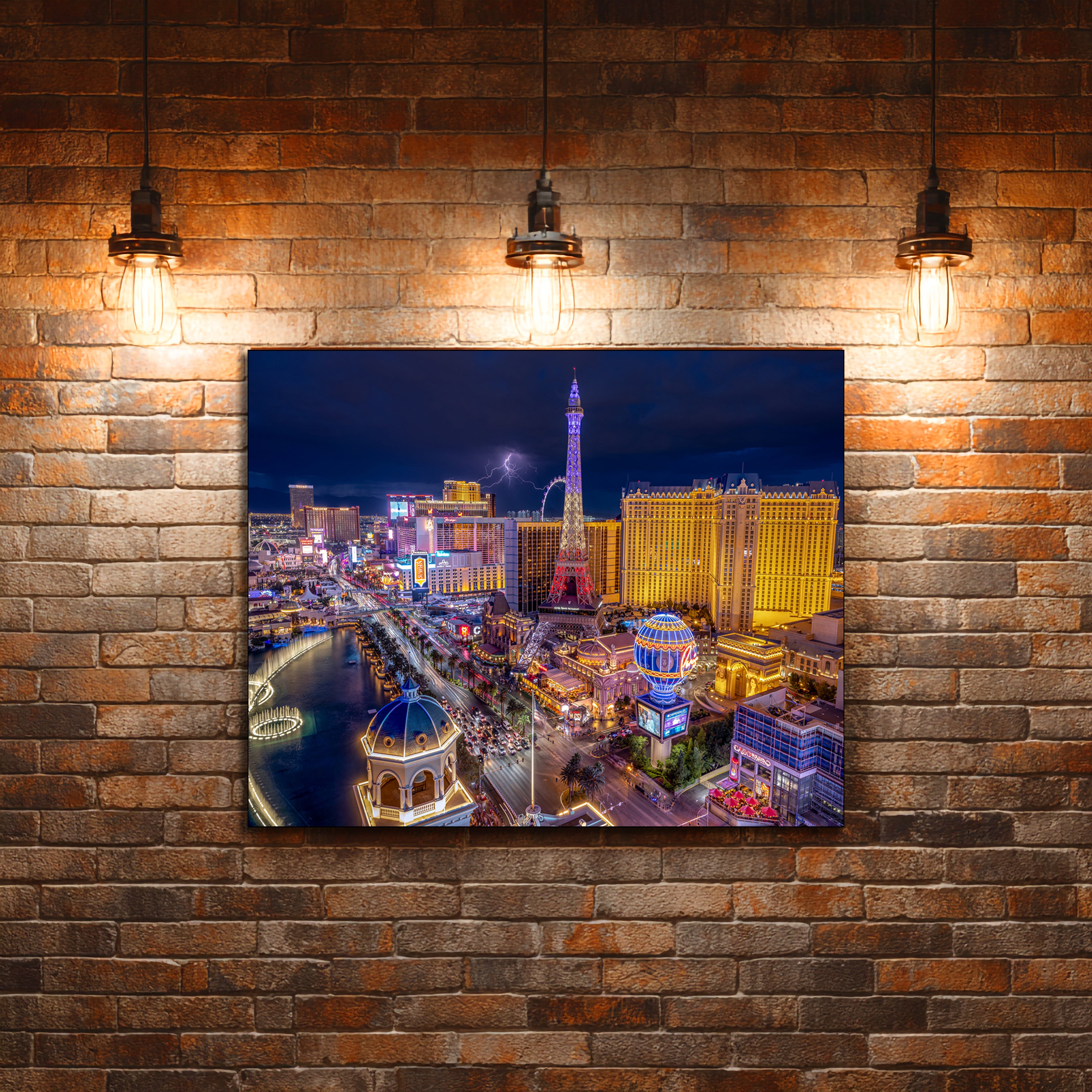 Las Vegas Skyline Lightning Wall Art | Beautiful Night City Fine Art Print