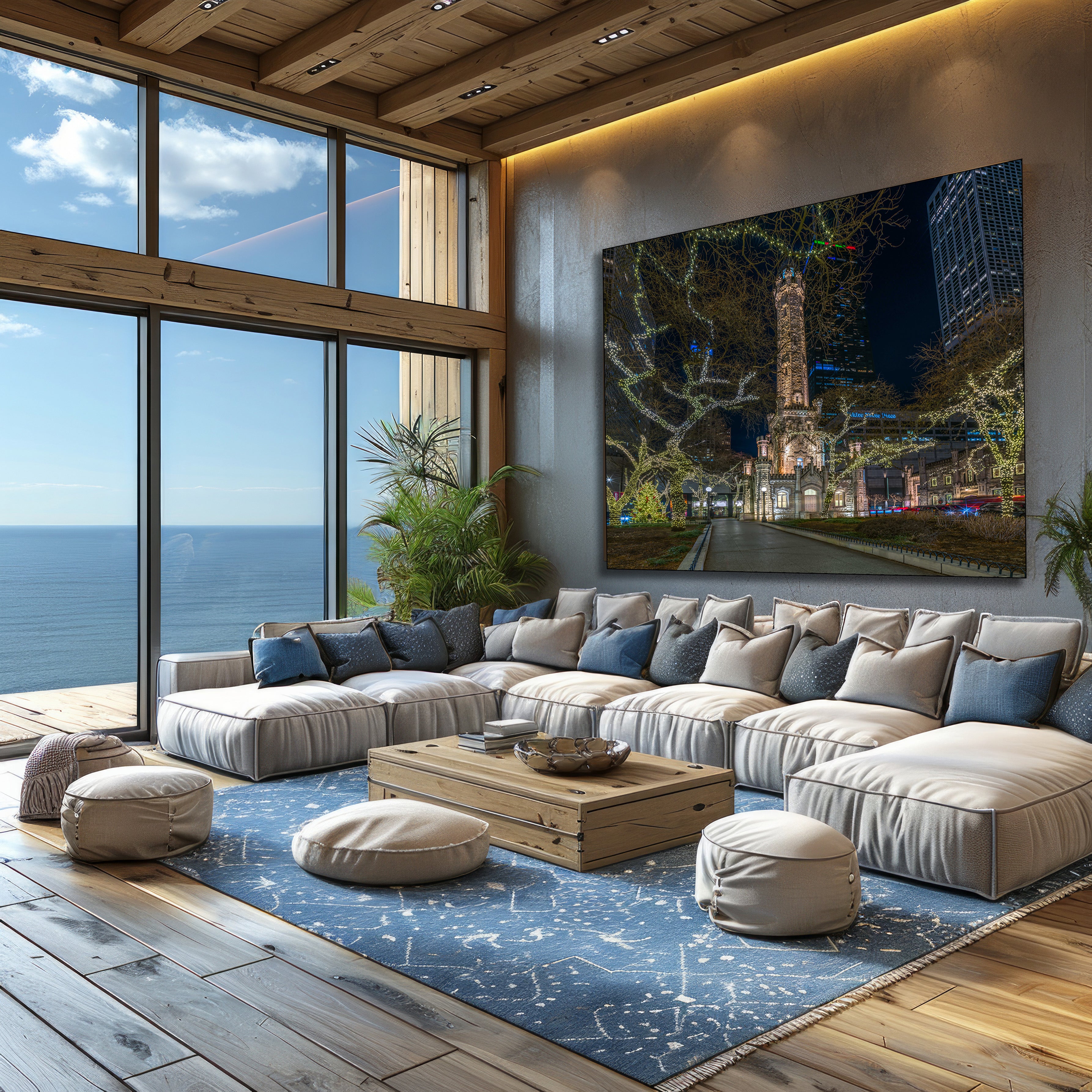 Festive Chicago street acrylic art