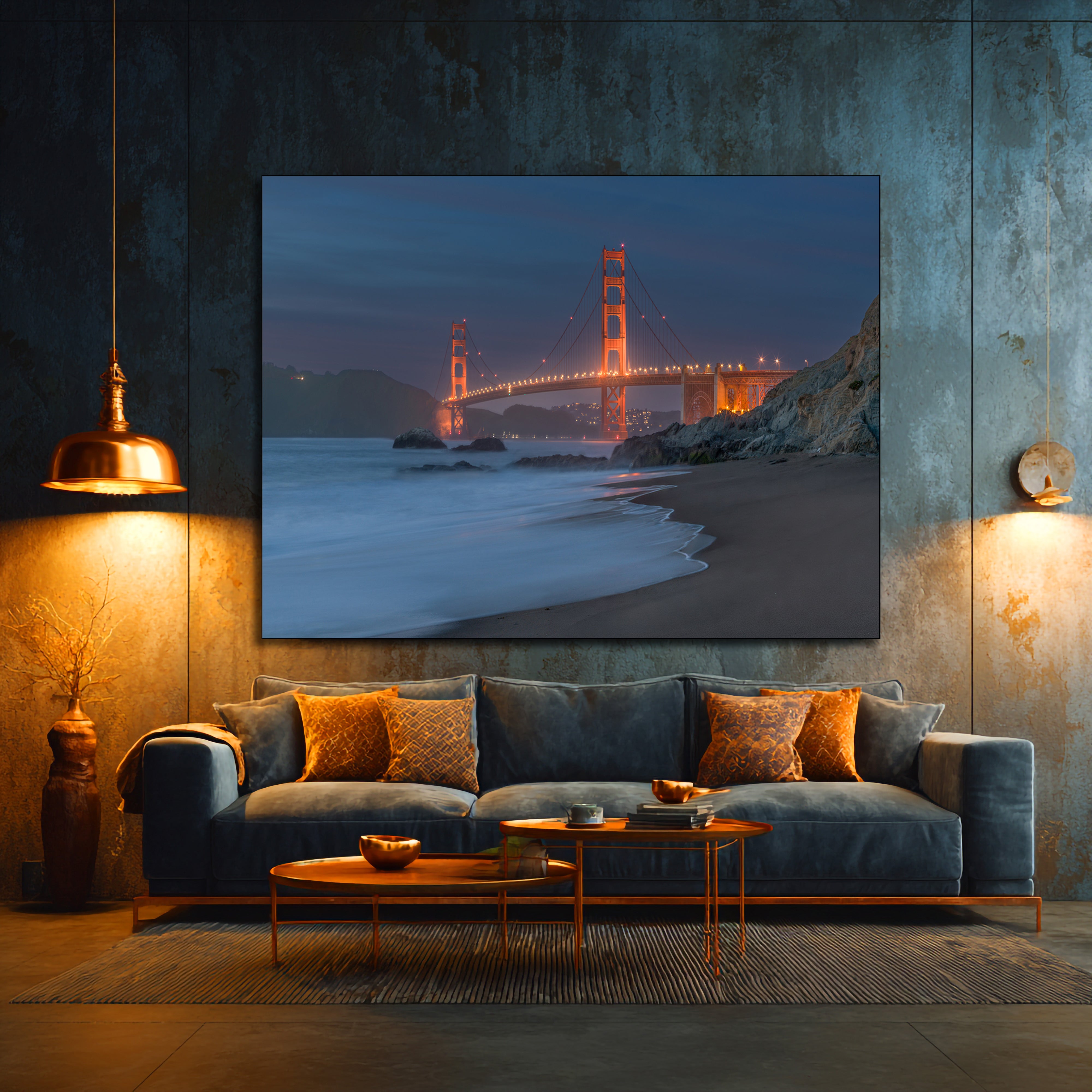 ocean view golden gate bridge artwork