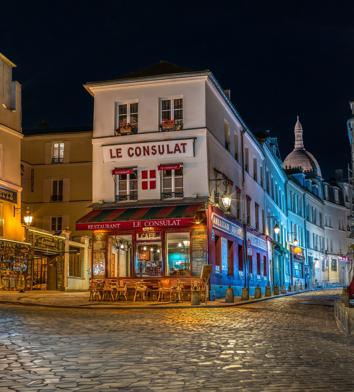 Le Consulat Paris wall art featuring the iconic Montmartre cafe