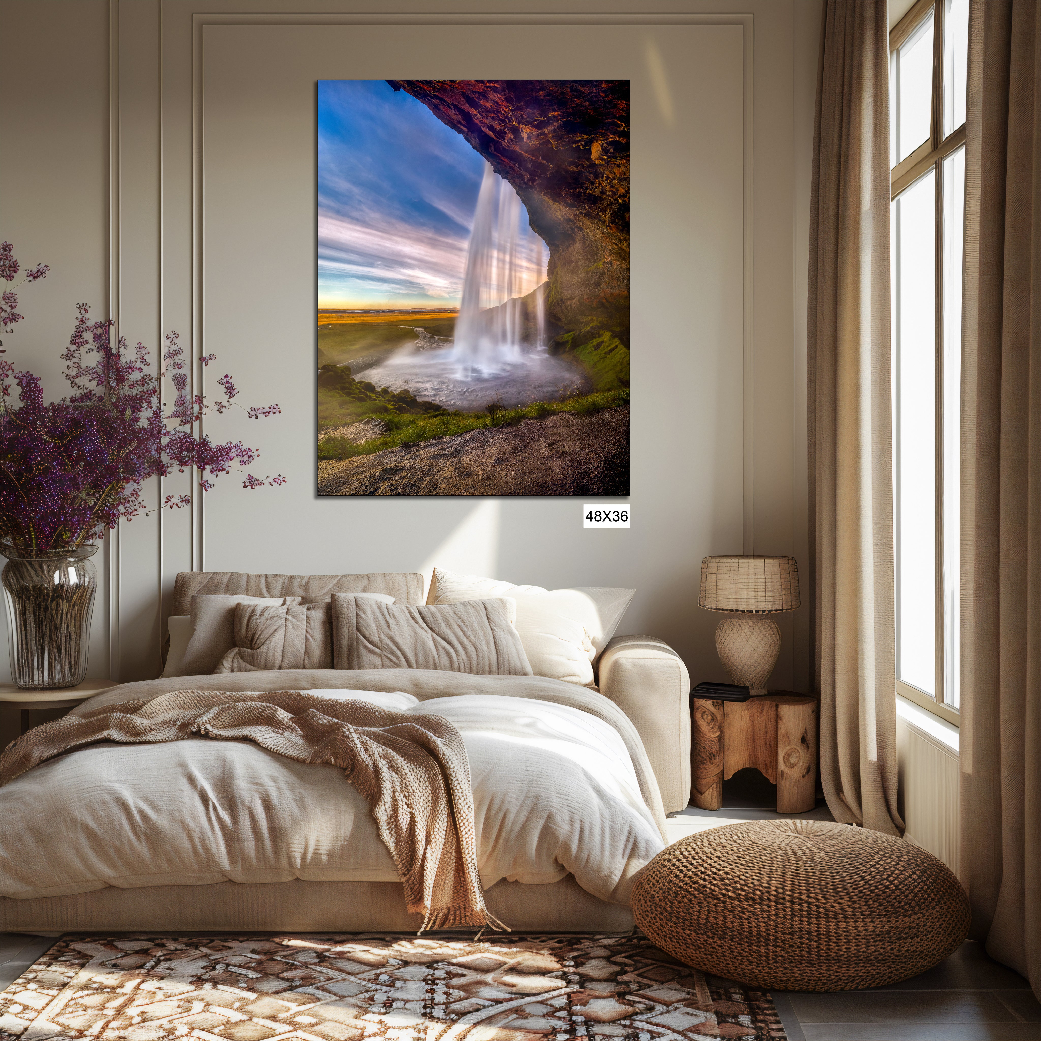 Seljalandsfoss Waterfall Sunset Iceland