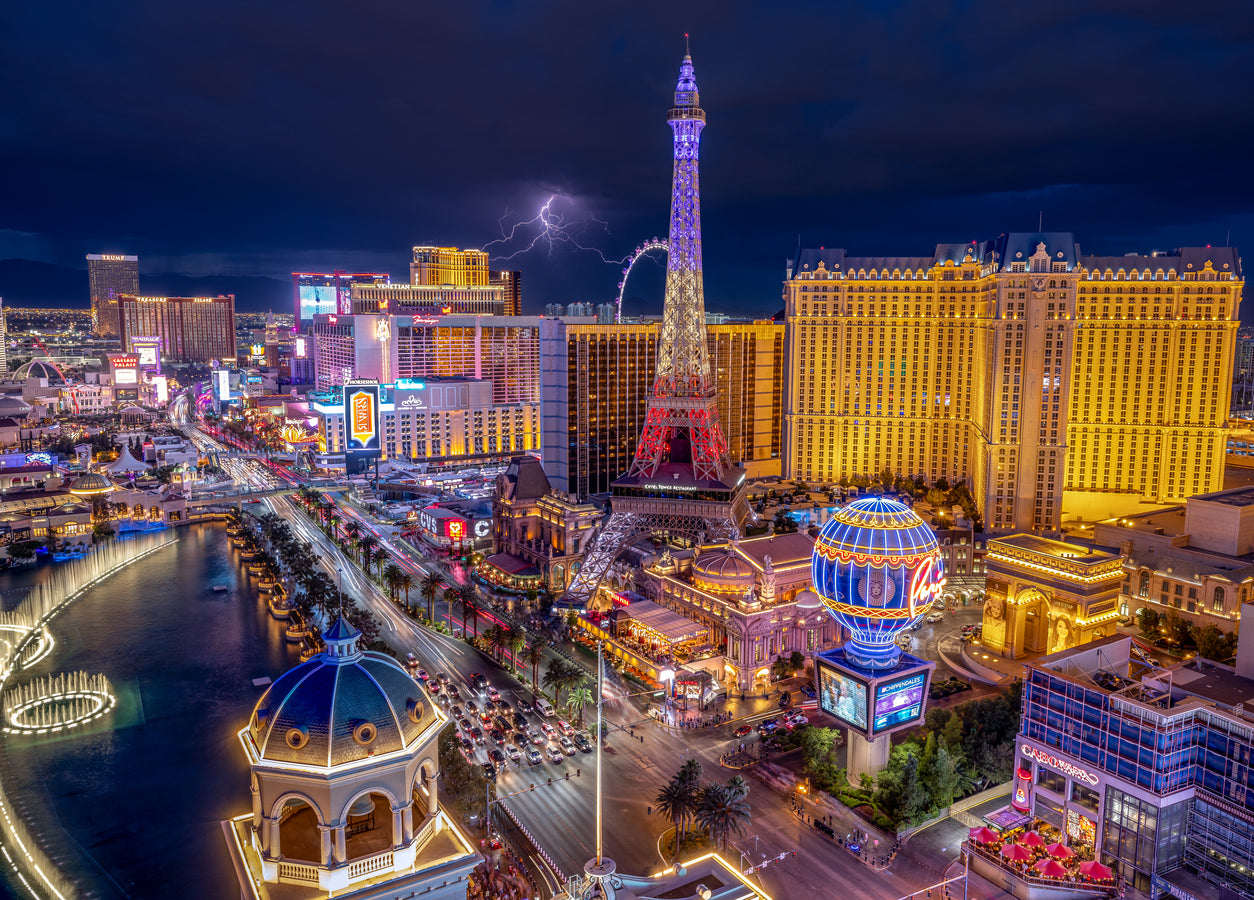 Las Vegas Skyline Lightning Wall Art | Beautiful Night City Fine Art Print